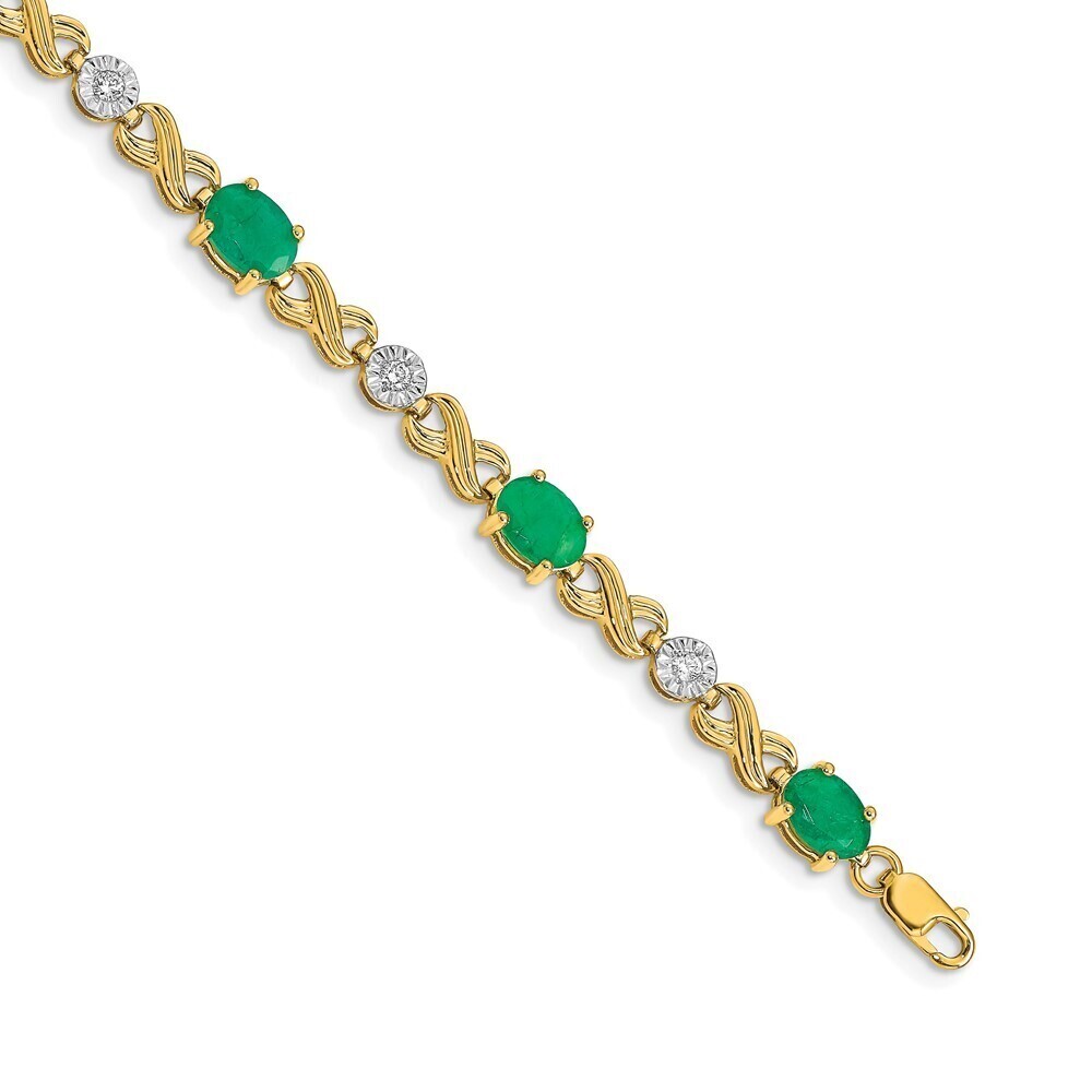 Kazi Luxury 14k Diamond and Emerald Infinity Bracelet